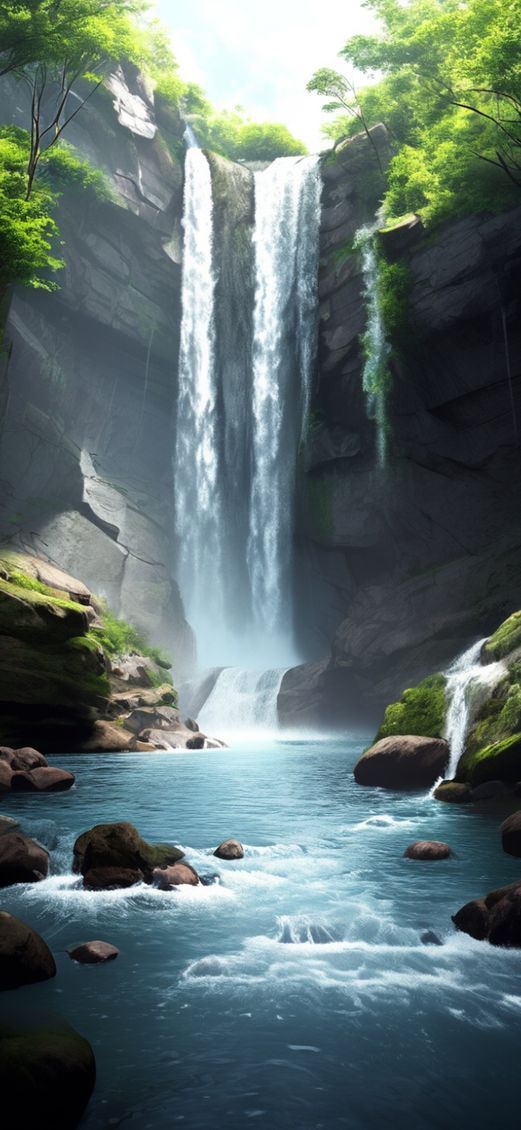 Waterfalls Photorealistic Wallpaper