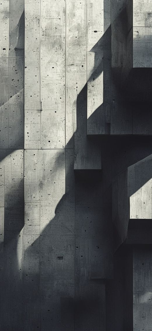 Brutalist Architecture Concrete Geometric Shadows Photorealistic Wallpaper
