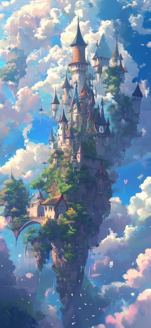 Studio Ghibli Style Floating Castle Anime Wallpaper