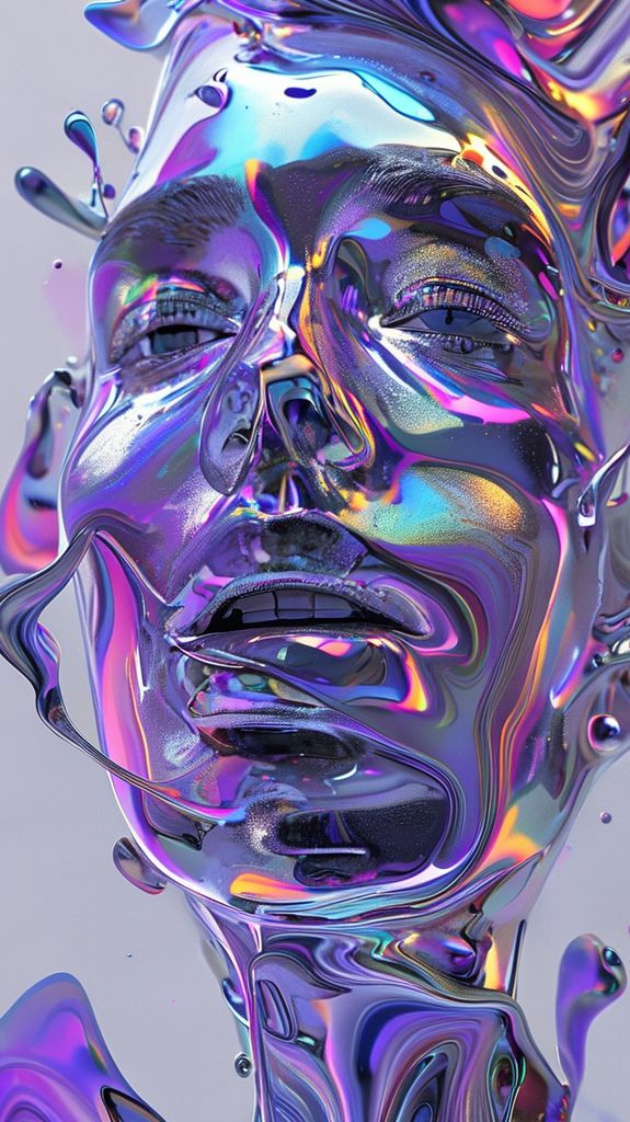 Liquid Chrome Morphing Shapes Reflective Digital art Wallpaper