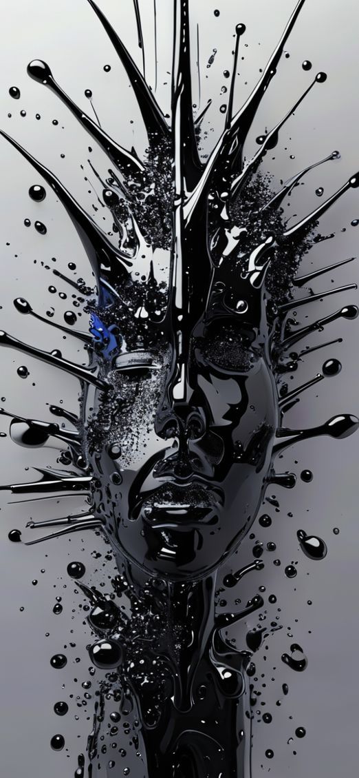 Ferrofluid Spikes Magnetic Sculpture Black Digital art Wallpaper