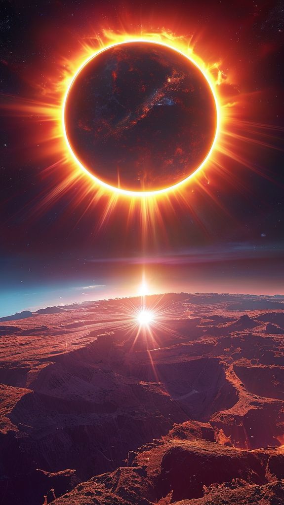 Solar Eclipse Corona Diamond Ring Photorealistic Wallpaper