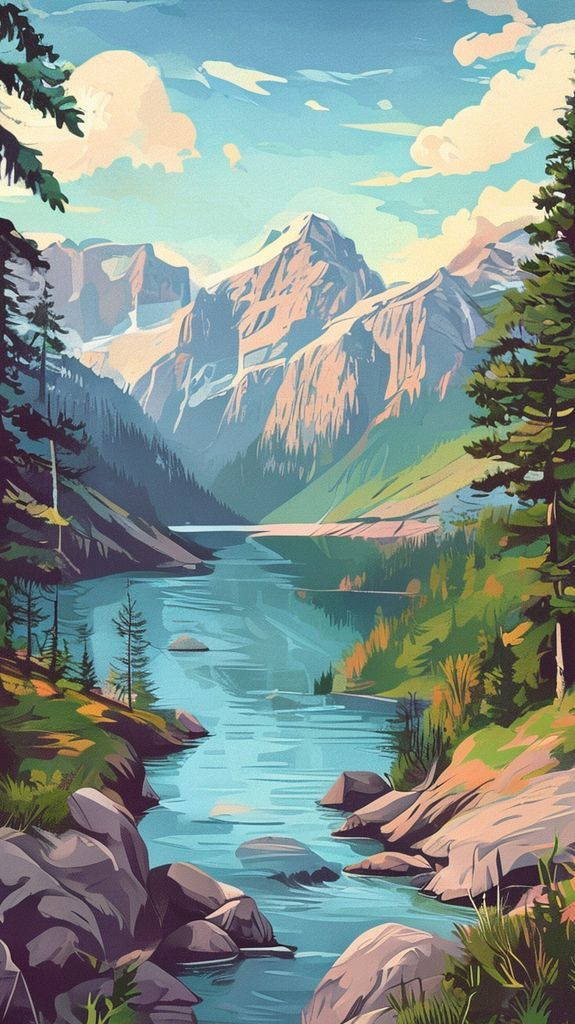 Vintage Travel Poster Style National Digital art Wallpaper