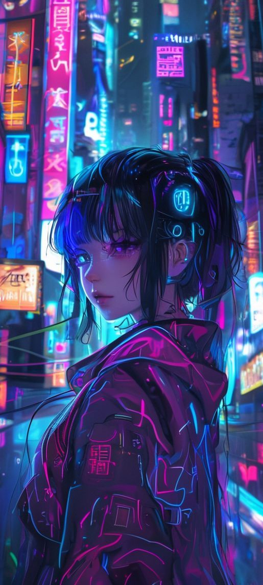 Cyberpunk Anime Girl Neon City Anime Wallpaper