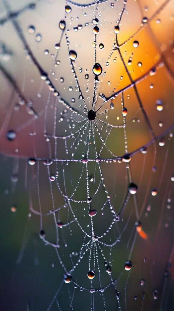 Dew Drops On Spiderweb Morning Aesthetic Wallpaper