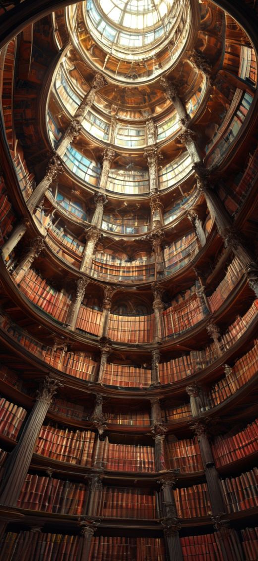 Library Spiral Dome Ceiling Old Photorealistic Wallpaper