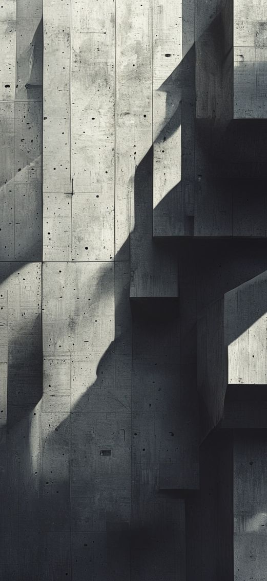 Brutalist Architecture Concrete Geometric Shadows Photorealistic Wallpaper