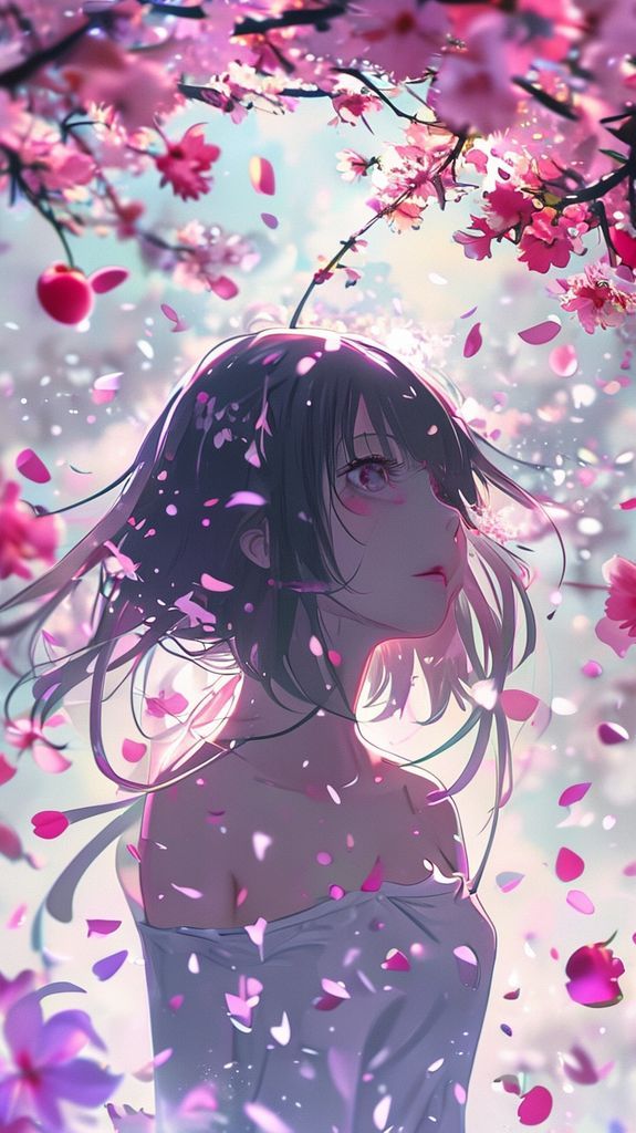 Cherry Blossom Petals Falling Anime Anime Wallpaper