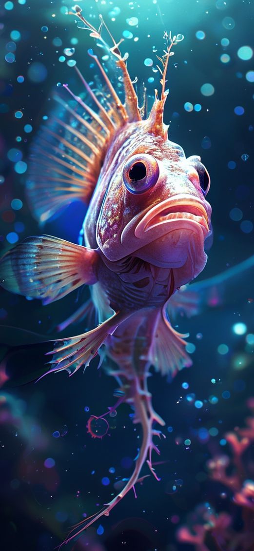 Deep Sea Anglerfish Bioluminescent Abyss Digital art Wallpaper