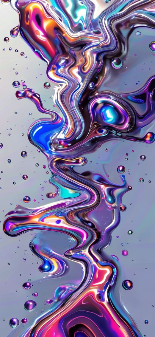 Liquid Chrome Morphing Shapes Reflective Digital art Wallpaper