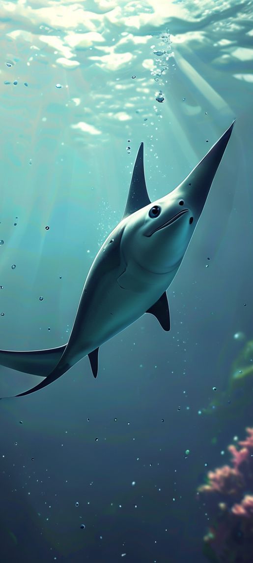 Manta Ray Gliding Graceful Underwater Photorealistic Wallpaper