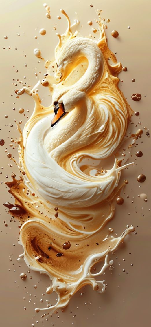 Perfect Latte Art Swan Milk Photorealistic Wallpaper