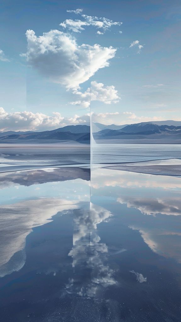 Salt Flats Mirror Reflection Perfect Photorealistic Wallpaper