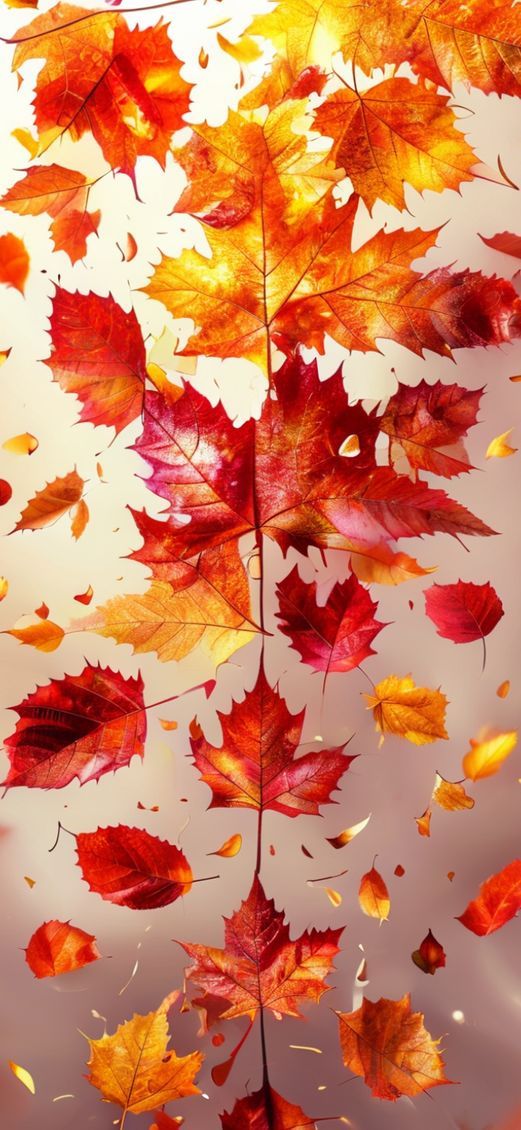 Autumn Leaves Falling Maple Red Photorealistic Wallpaper