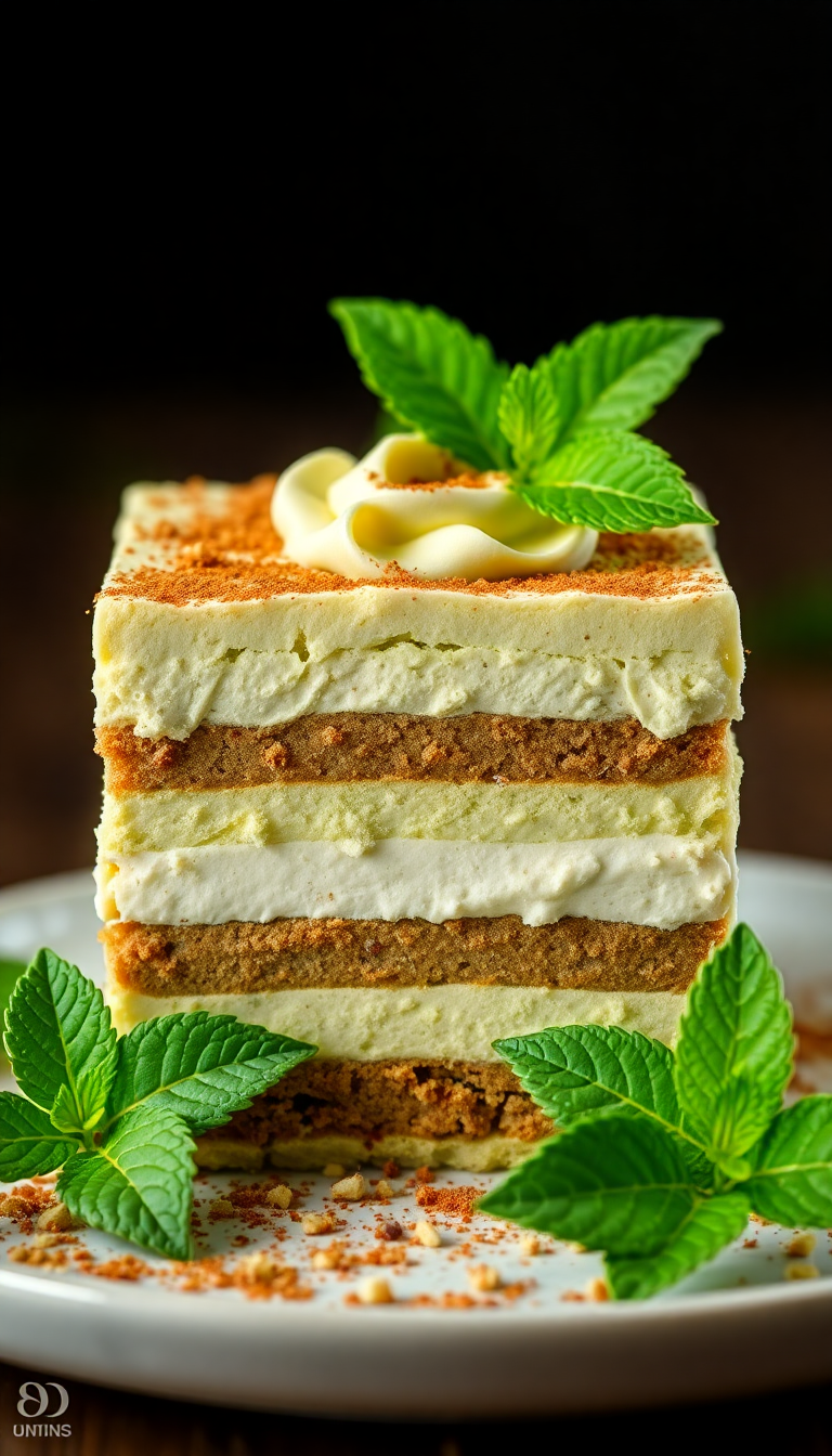 Matcha Tiramisu Layers Green Tea Photorealistic Wallpaper
