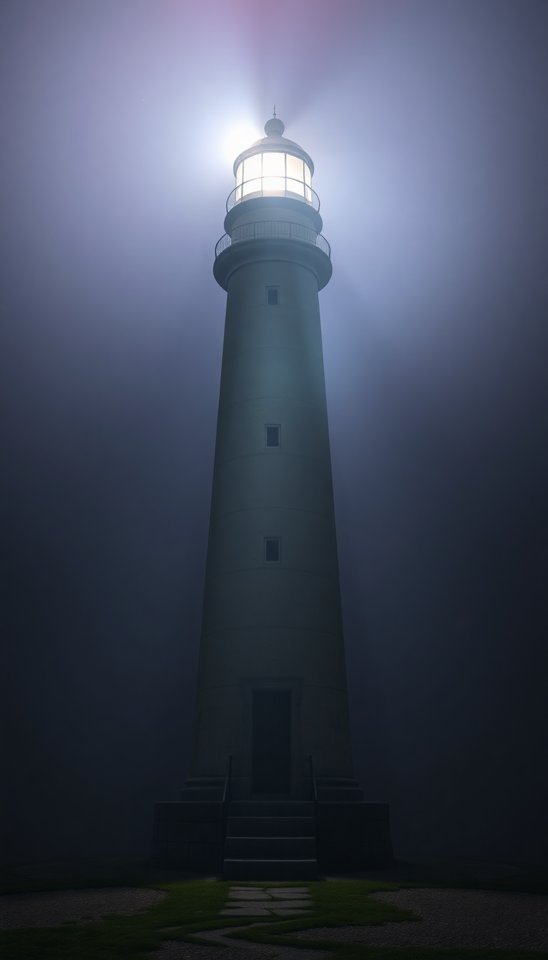Old Lighthouse Beam Cutting Through Photorealistic Wallpaper