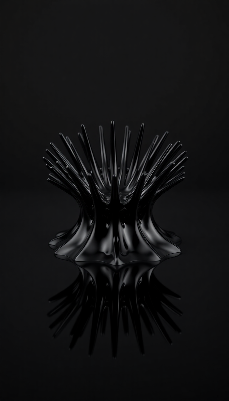 Ferrofluid Spikes Magnetic Sculpture Black Digital art Wallpaper