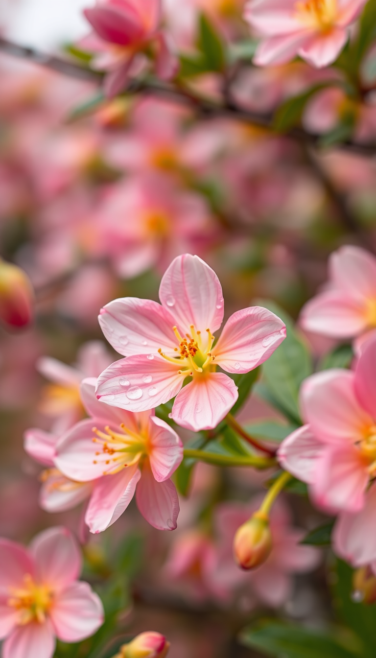 Spring Rain Flower Blooming Time Aesthetic Wallpaper