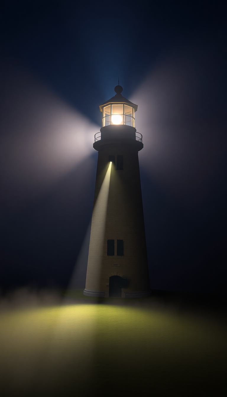 Old Lighthouse Beam Cutting Through Photorealistic Wallpaper