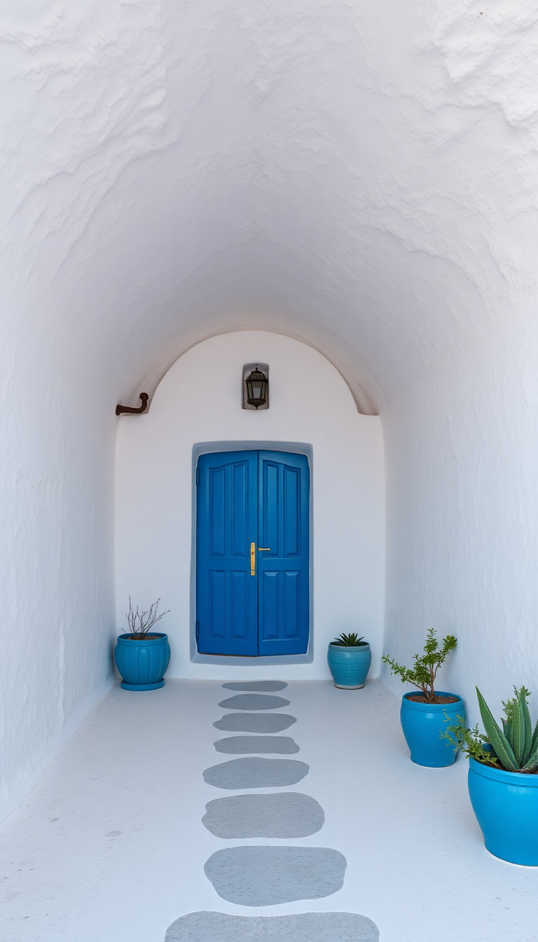 Cave House Santorini White Walls Photorealistic Wallpaper