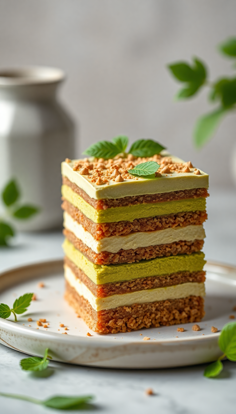 Matcha Tiramisu Layers Green Tea Photorealistic Wallpaper