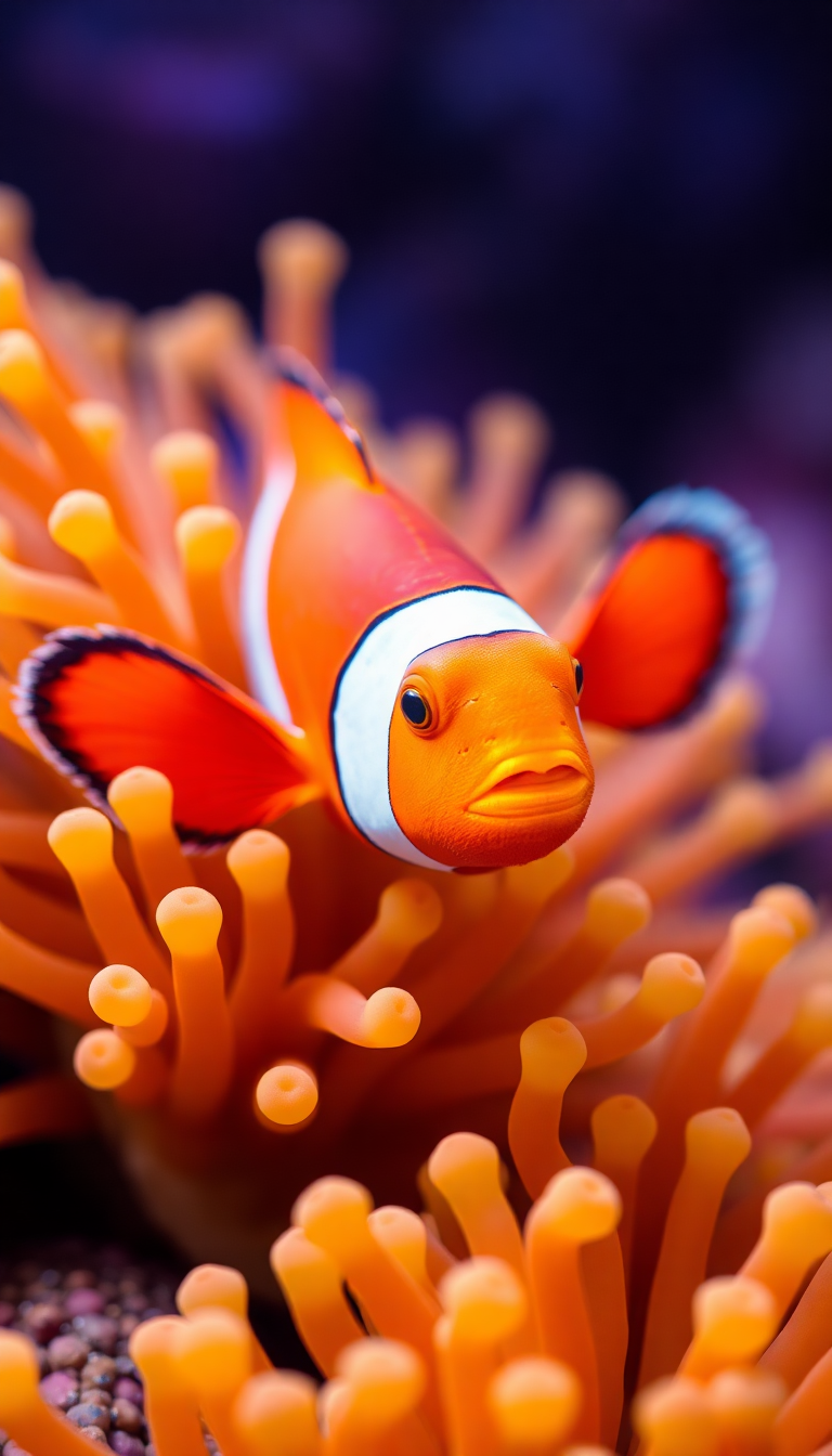 Anemone And Clownfish Macro Vibrant Photorealistic Wallpaper