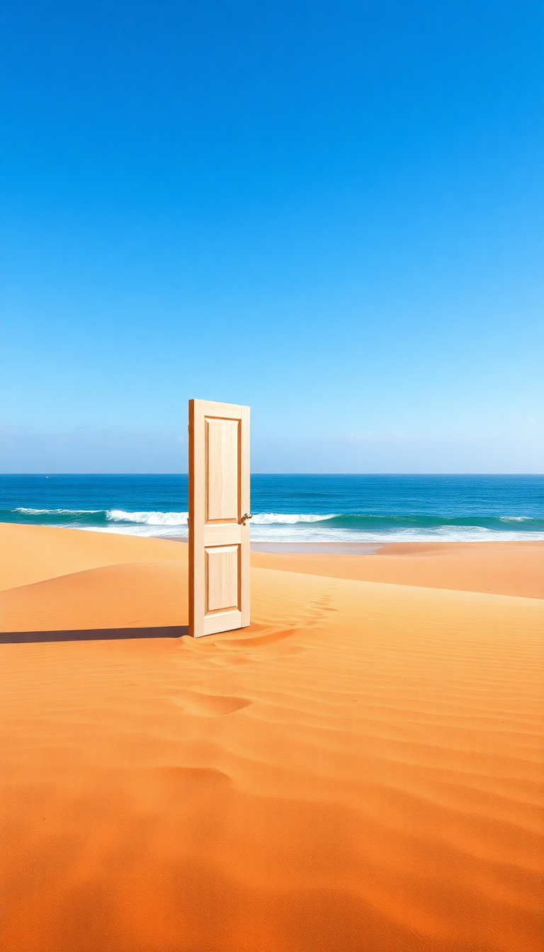 Door Standing Alone In Desert Digital art Wallpaper