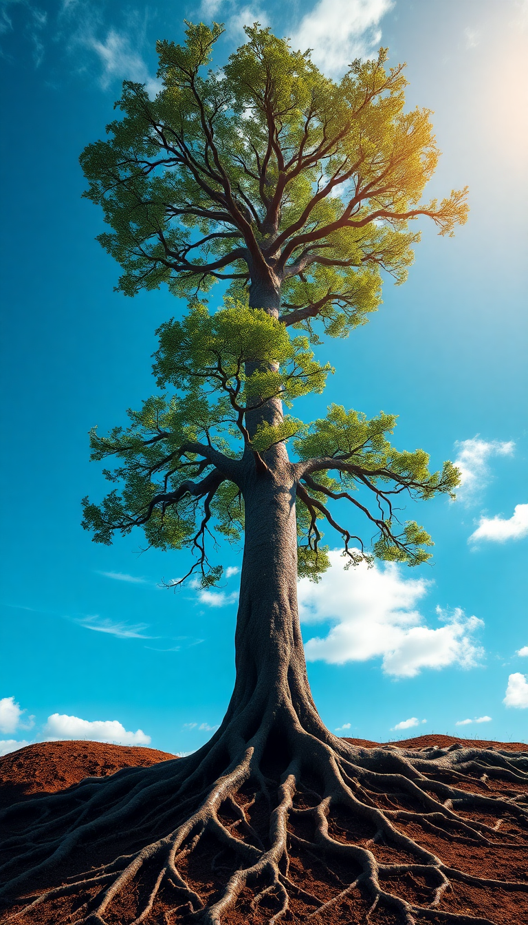 Tree Growing Upside Down Roots Digital art Wallpaper