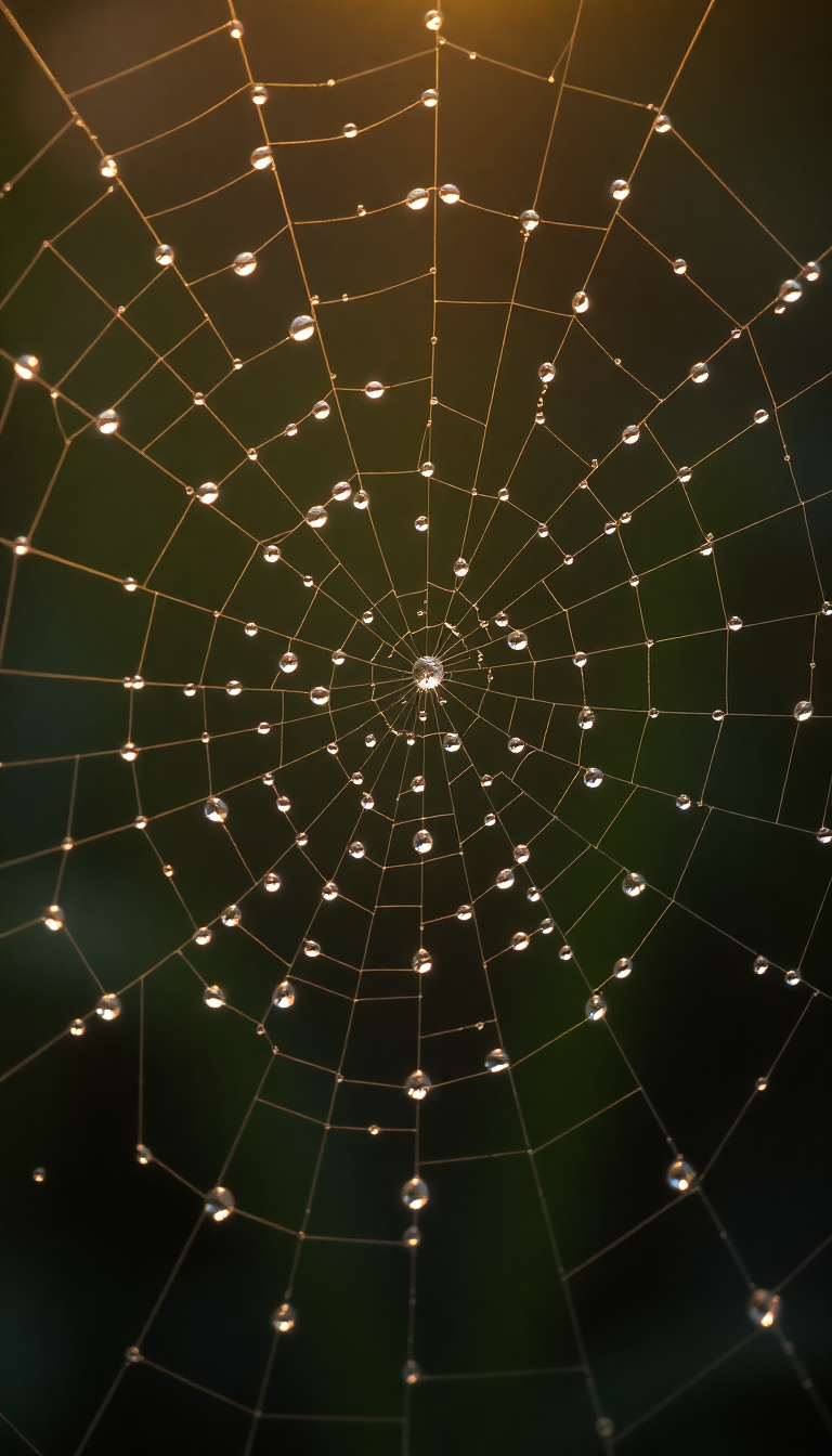 Dew Drops On Spiderweb Morning Aesthetic Wallpaper