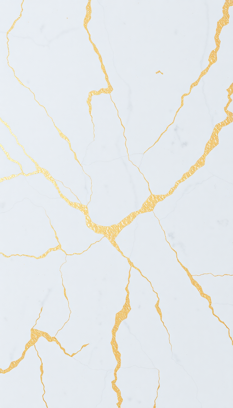 Marble Texture White Gold Veins Photorealistic Wallpaper