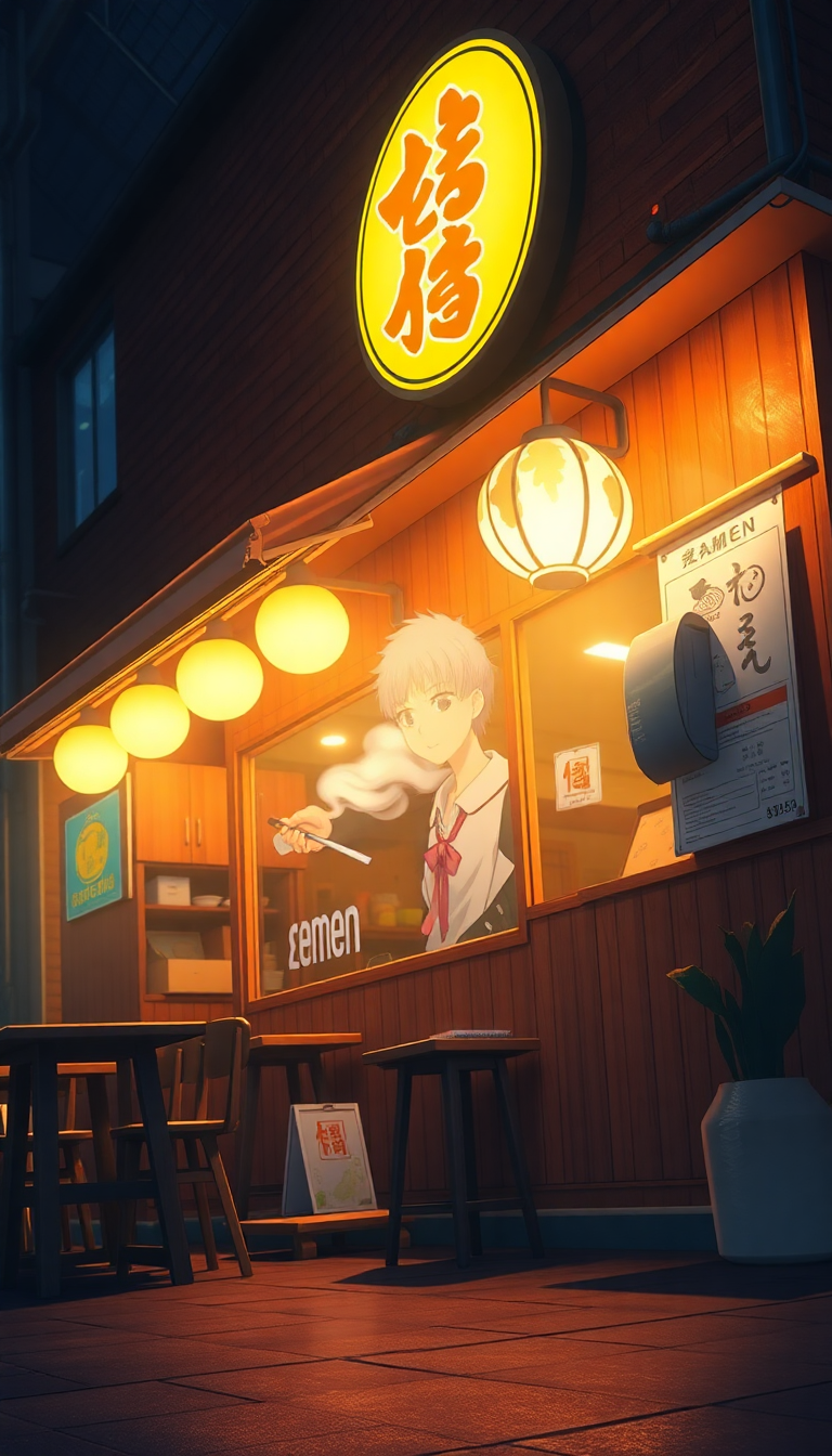 Cozy Ramen Shop At Night Anime Wallpaper