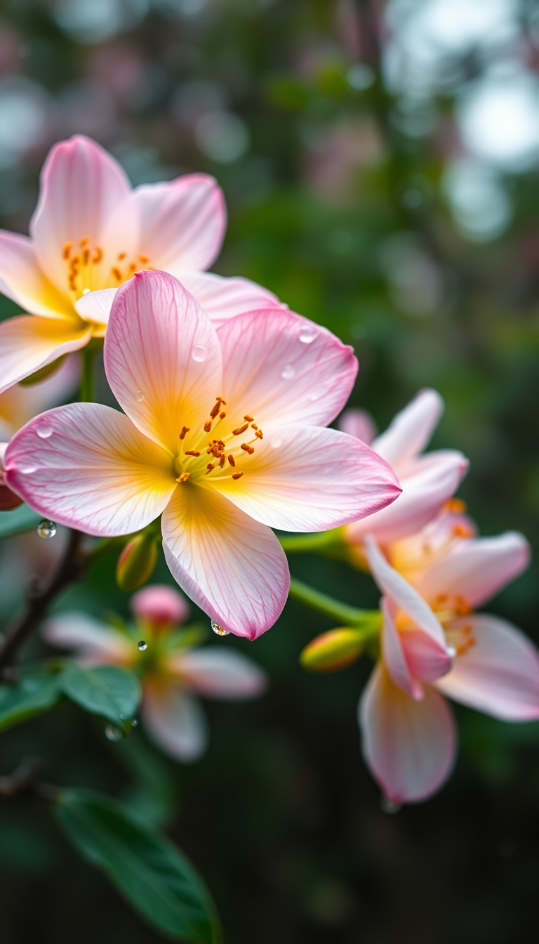 Spring Rain Flower Blooming Time Aesthetic Wallpaper