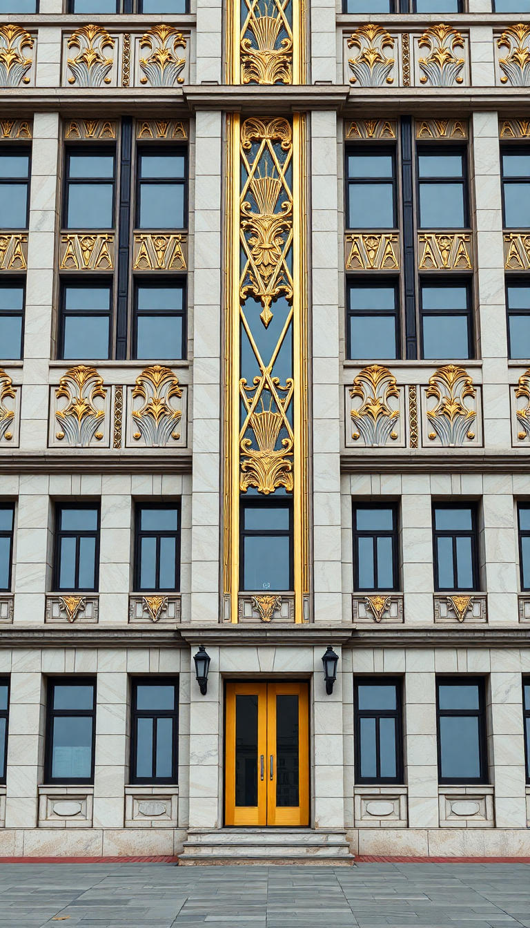 Art Deco Building Facade Geometric Photorealistic Wallpaper