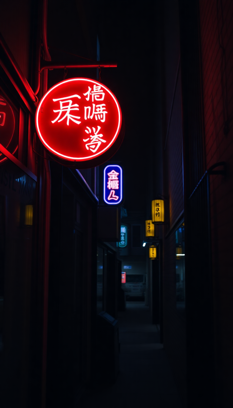 Neon Sign Flickering Dark Alley Aesthetic Wallpaper