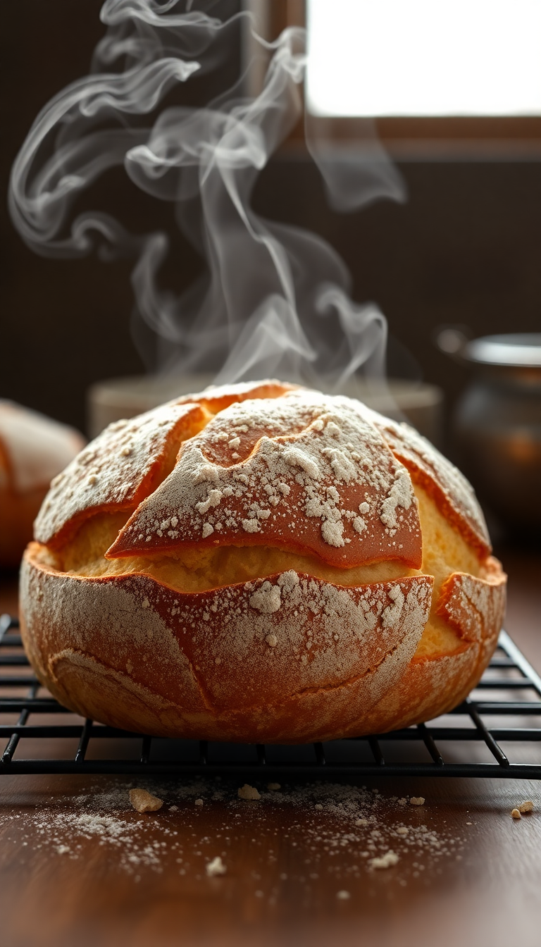 Bread Fresh Baked Steam Rising Photorealistic Wallpaper