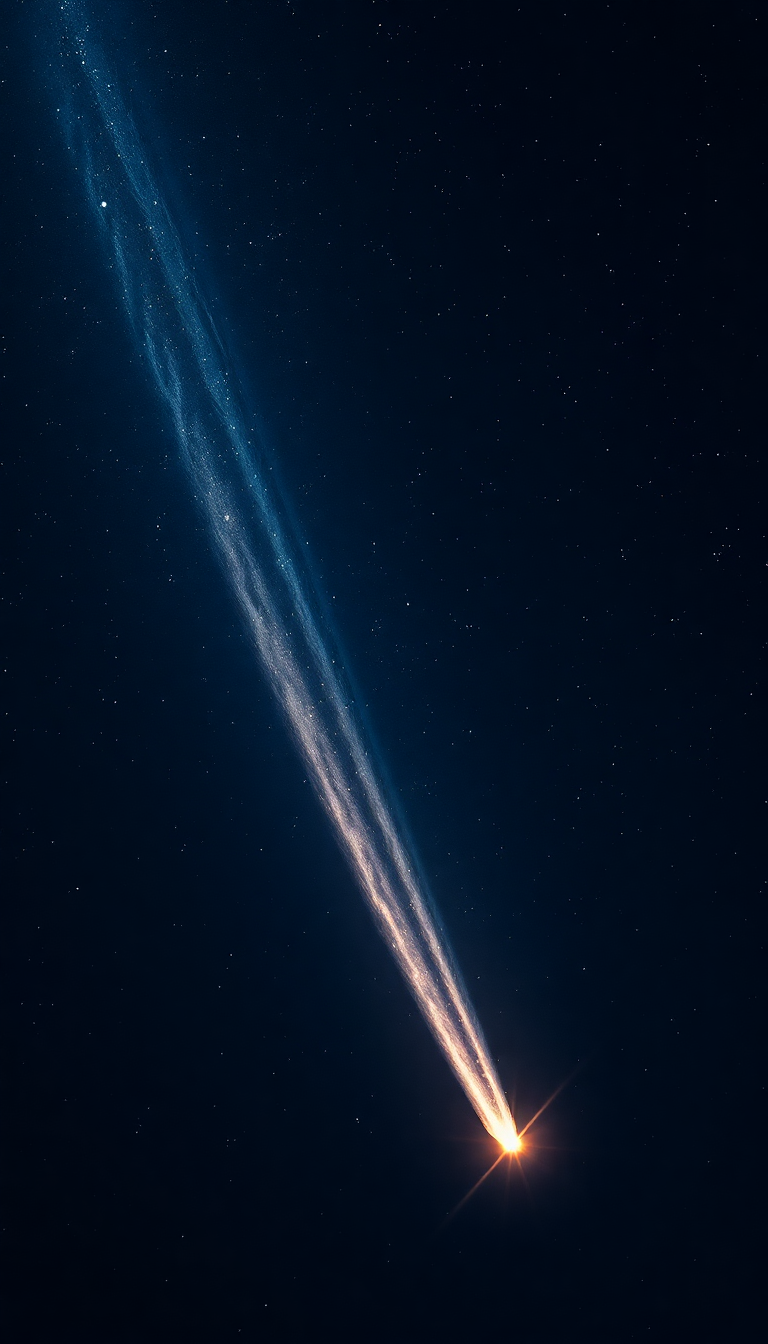 Comet Tail Streaming Across Night Photorealistic Wallpaper