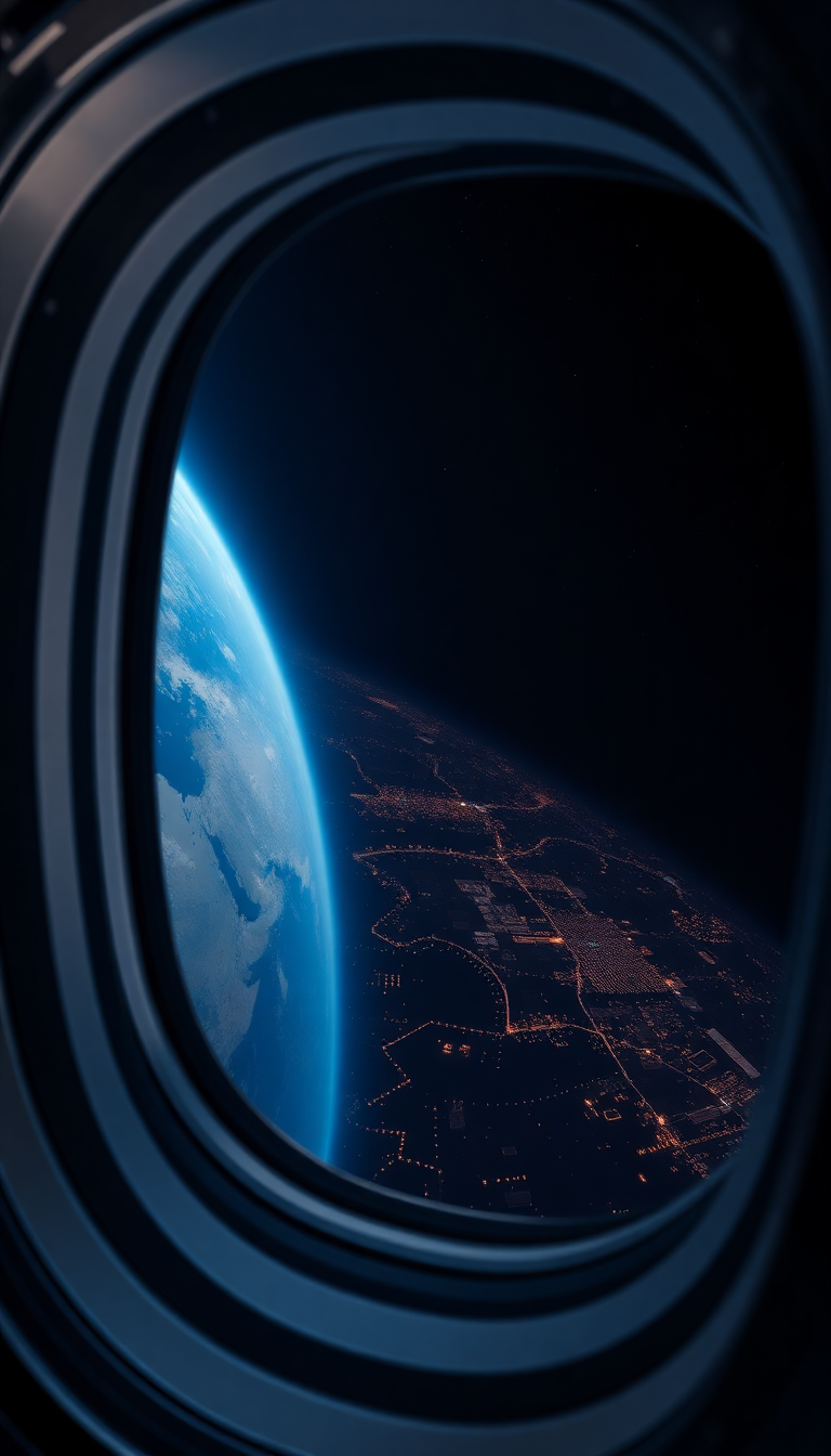 Space Station Window View Of Photorealistic Wallpaper