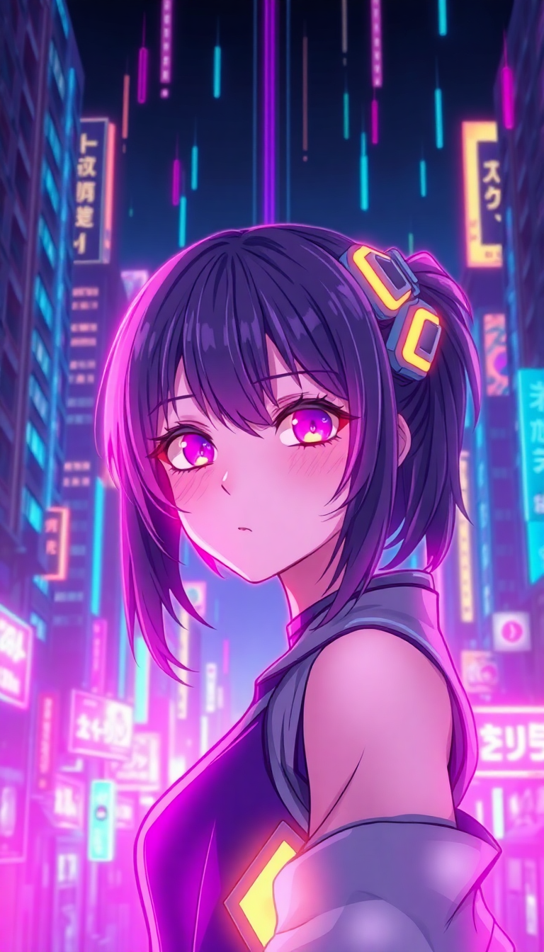 Cyberpunk Anime Girl Neon City Anime Wallpaper