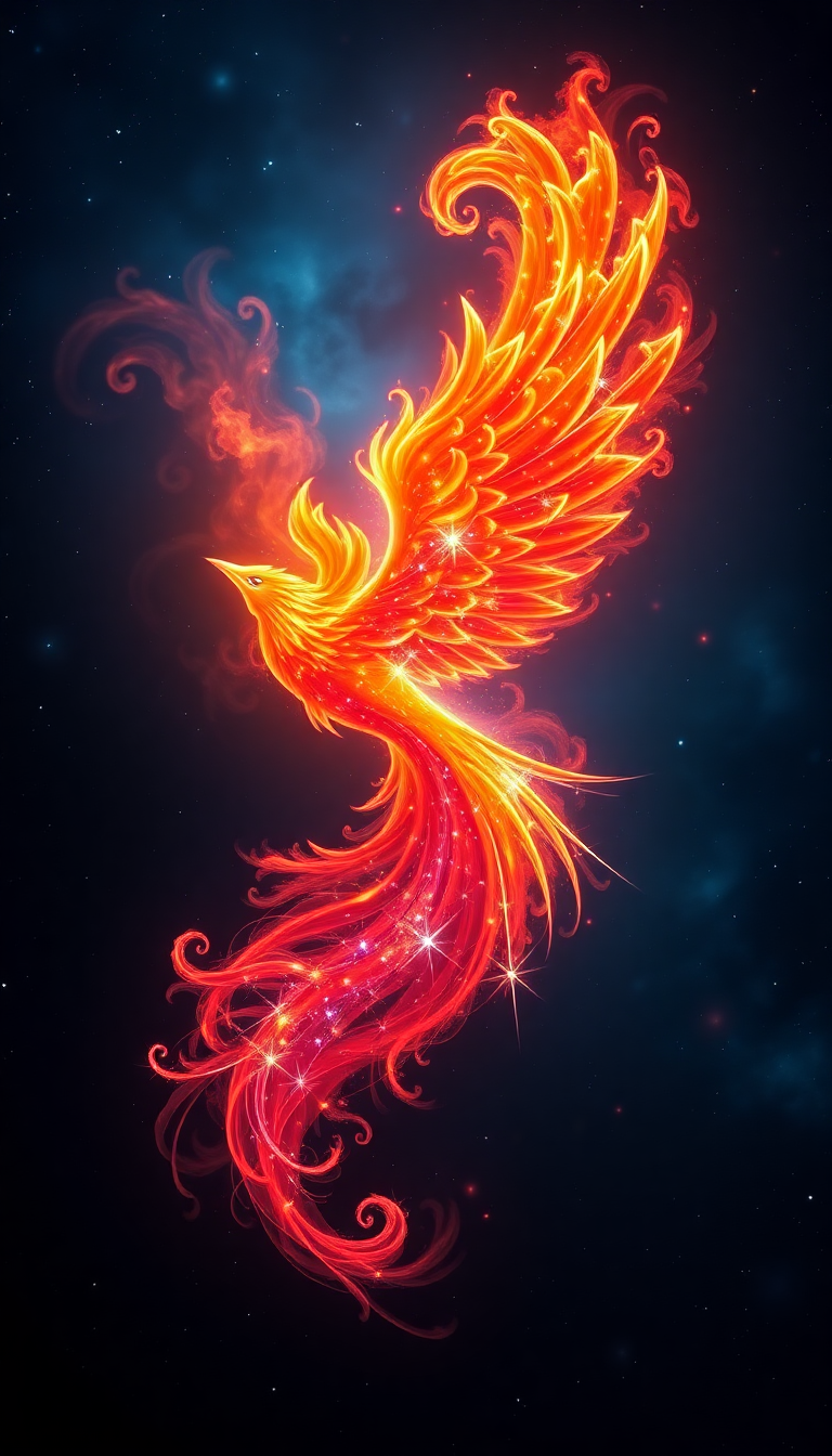 Nebula Shaped Like Phoenix Bird Digital art Wallpaper