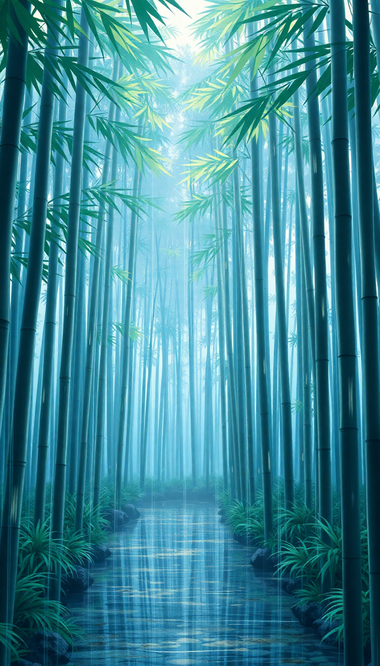 Bamboo Forest Rain Anime Peaceful Anime Wallpaper