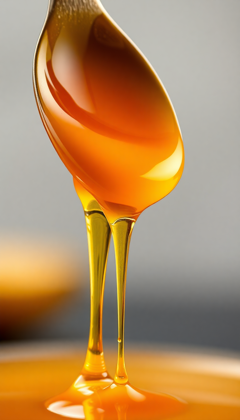 Honey Dripping From Spoon Golden Photorealistic Wallpaper