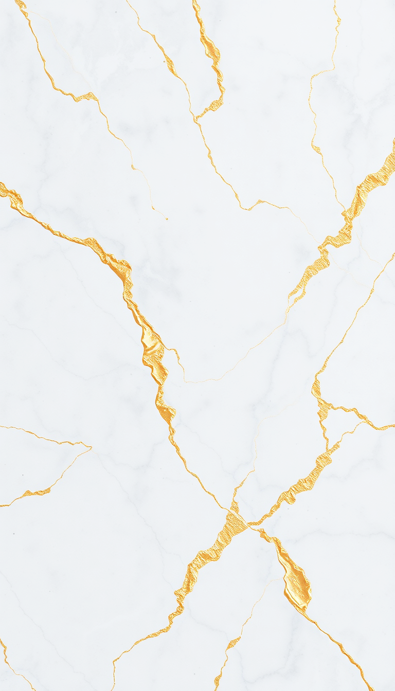 Marble Texture White Gold Veins Photorealistic Wallpaper