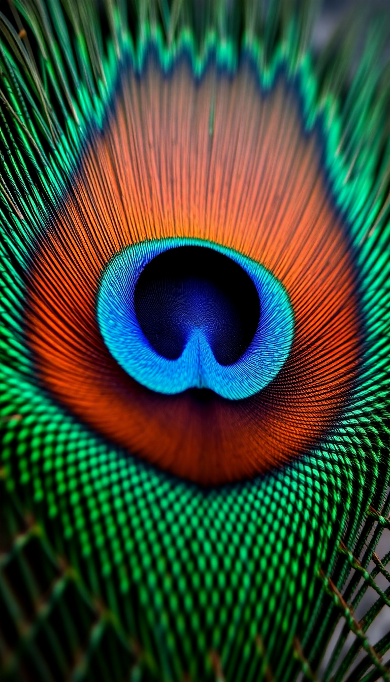Peacock Feather Macro Iridescent Eye Photorealistic Wallpaper