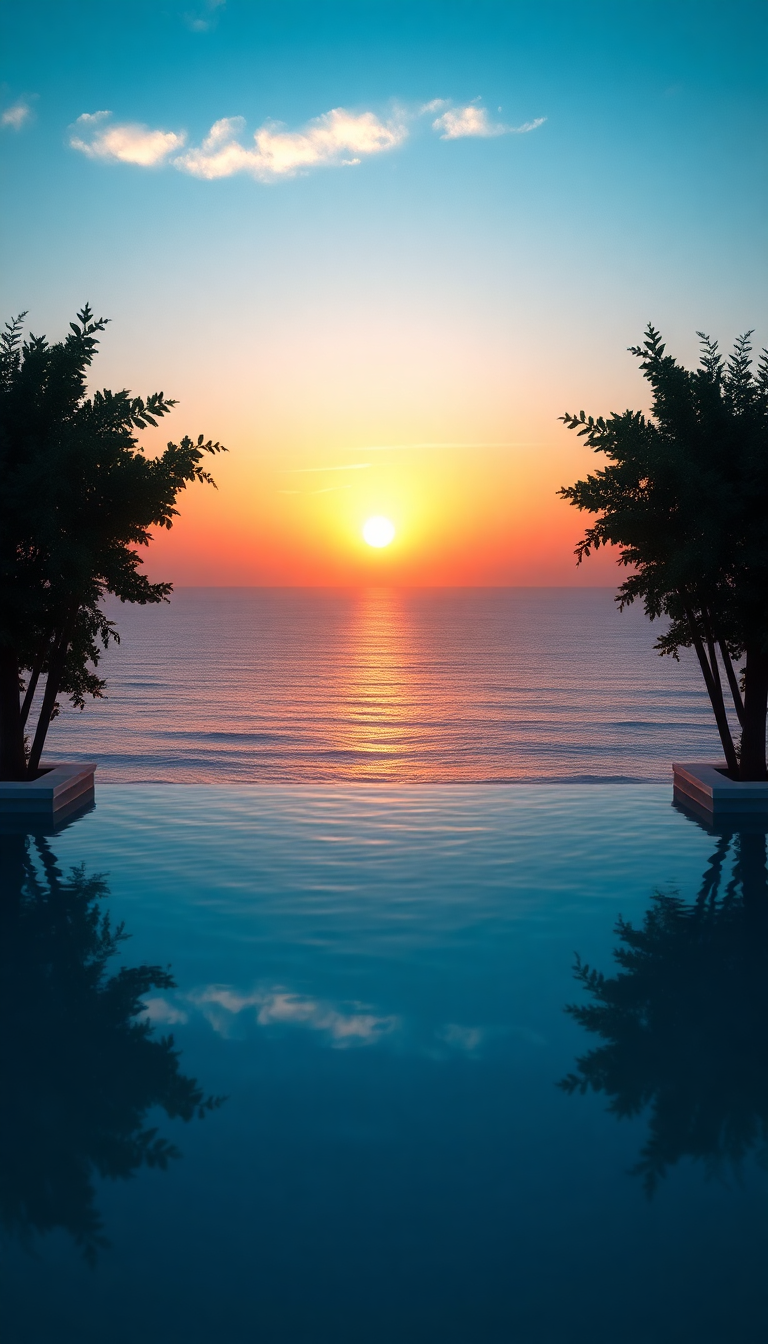 Infinity Pool Edge Overlooking Ocean Photorealistic Wallpaper