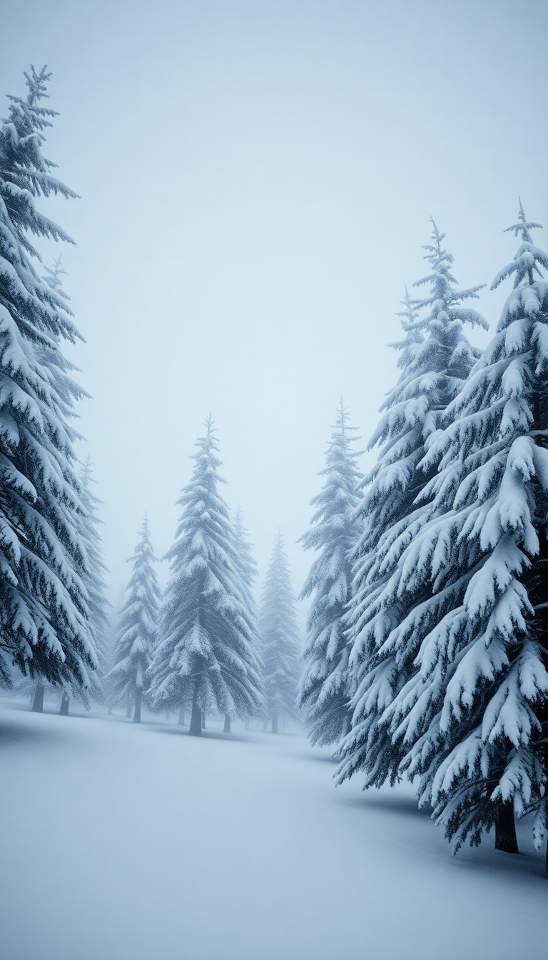 Blizzard Snow Wind Trees Bending Photorealistic Wallpaper