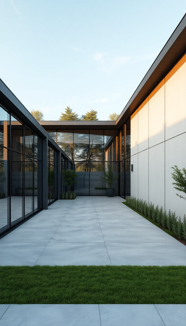 Modern Minimalist House Glass Walls Photorealistic Wallpaper