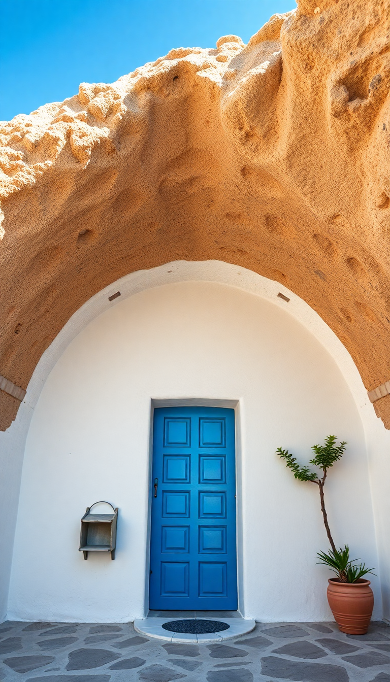 Cave House Santorini White Walls Photorealistic Wallpaper