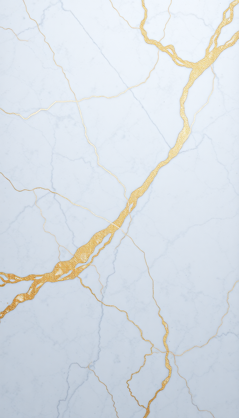 Marble Texture White Gold Veins Photorealistic Wallpaper