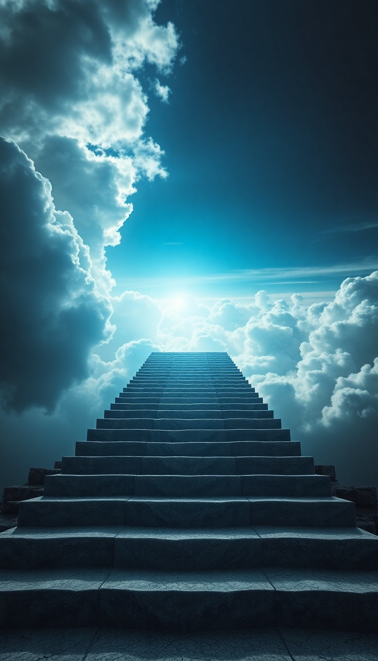Stairs To Nowhere In Cloudy Digital art Wallpaper