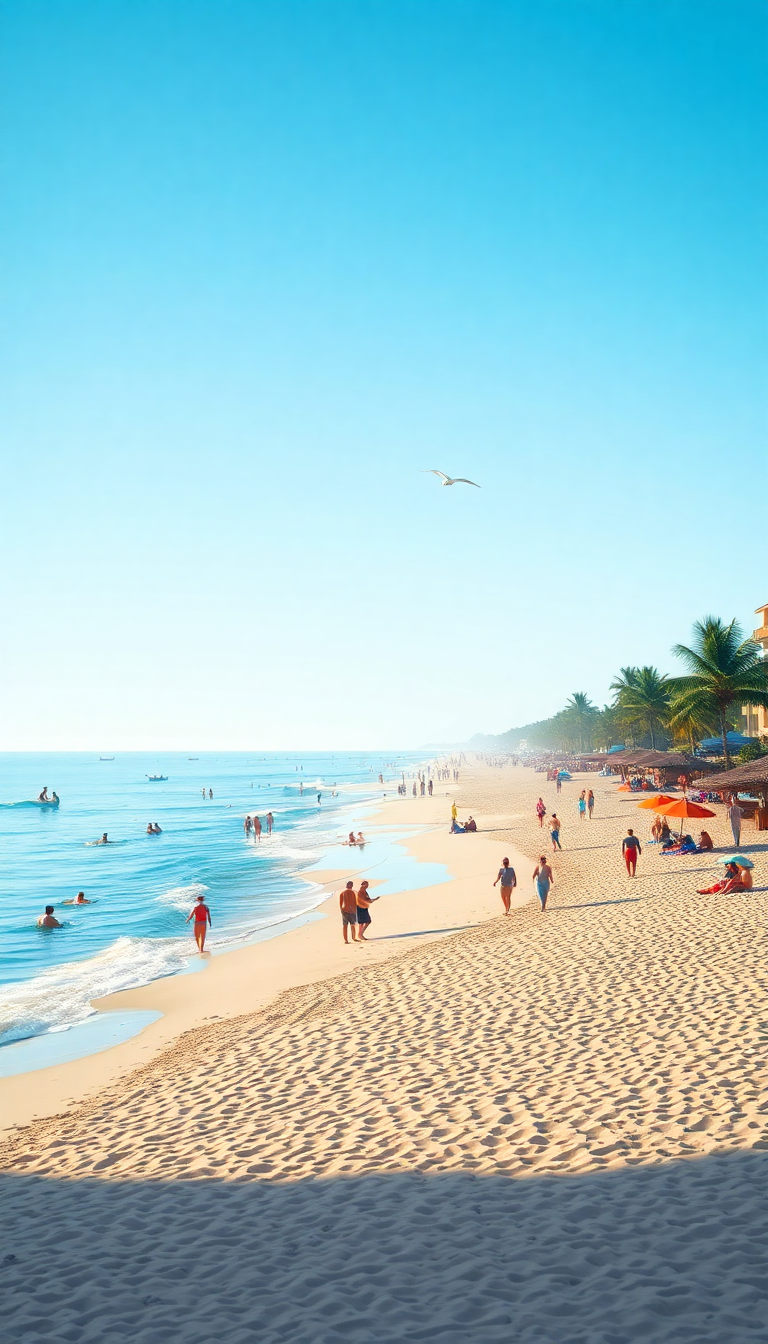 Pixel Art Sunny Beach With Digital art Wallpaper